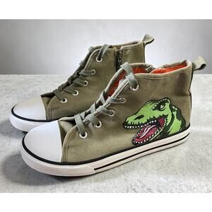 Dinosaur High tops Youth Sz 4 Tennis Shoes Sneakers Natural Steps Green Canvas